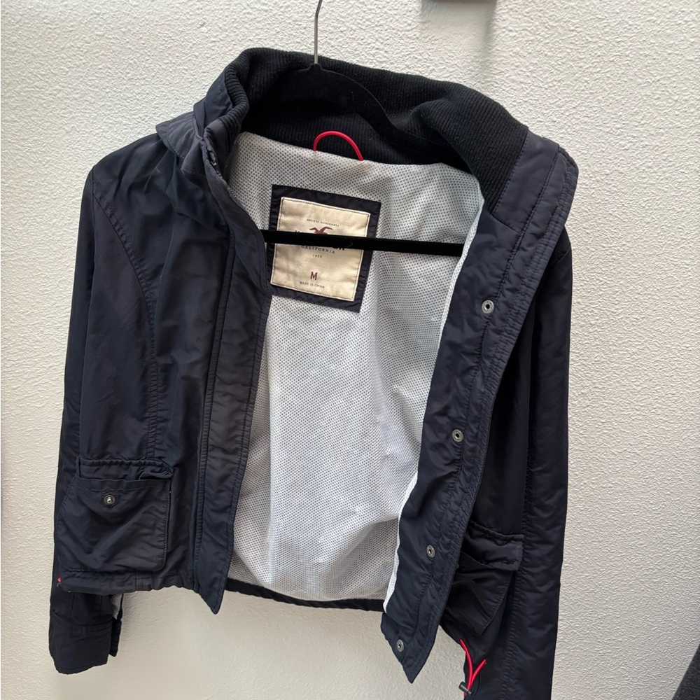 Hollister Black Hooded Windbreaker